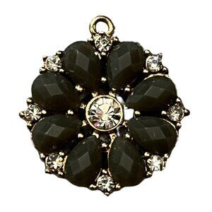 Grey Stone and Faux Diamond Charm for Necklace or Jewelry Crafting